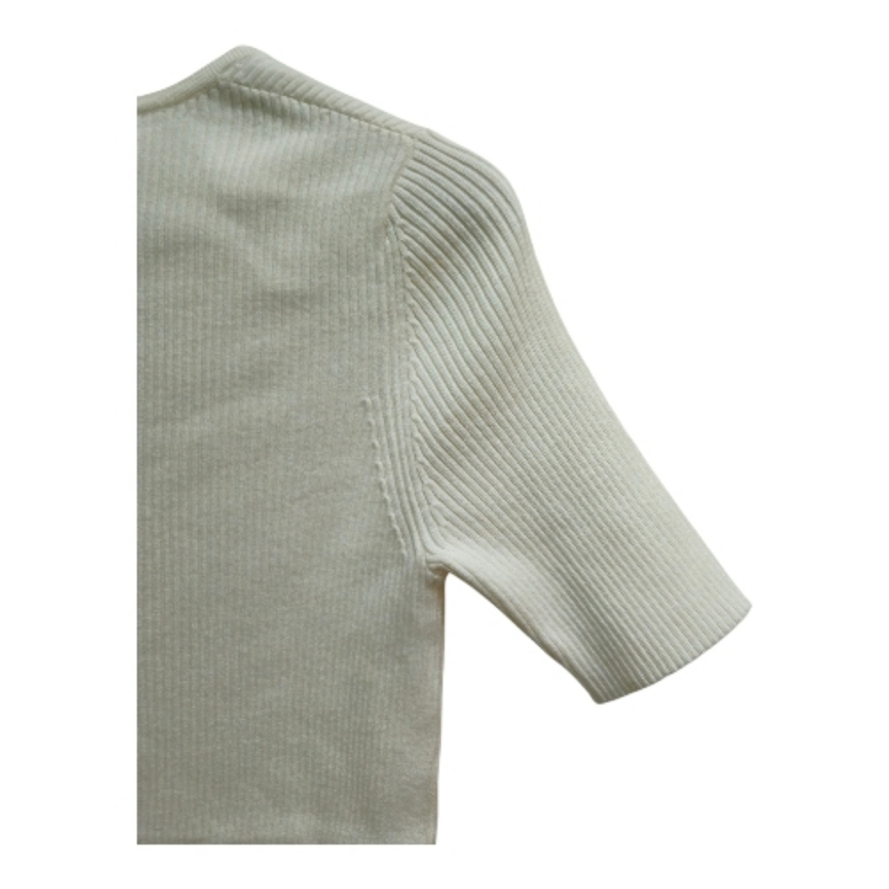 BOSS Hugo Boss Women's Size M Ribbed Knit Sweater Top Square Neck Cream NWT - Picture 5 of 10